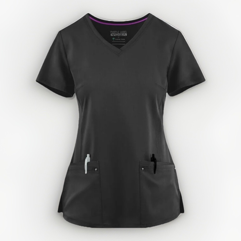 Healing Hands Purple Label Juliet Womens 2X Pockets Princess Seam Scrub Top Gray